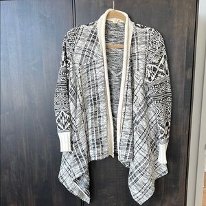 Anthropologie Geometric Patterned Black and Cream Sweater